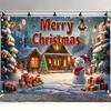 1pc 2D Flat, Merry Christmas Party Banner - Durable Polyester Material for Festive Wall Decoration, No Power Required Wsj