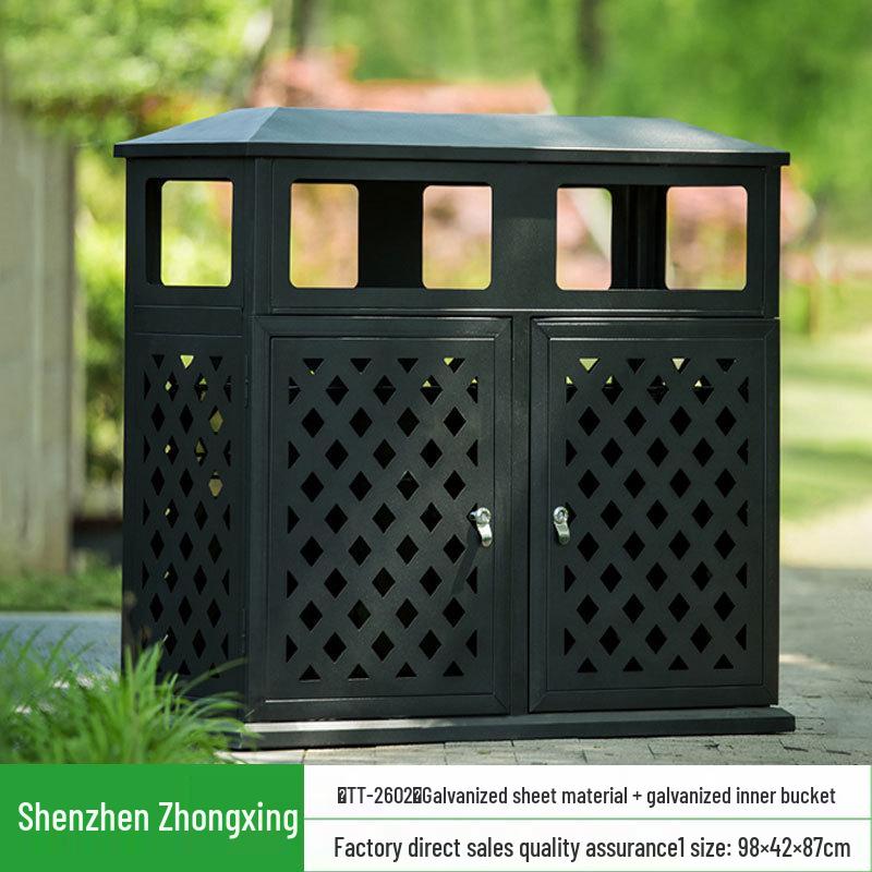Stainless Steel Outdoor Trash Can: Large Sanitation Bin for Fruit Peels and Waste