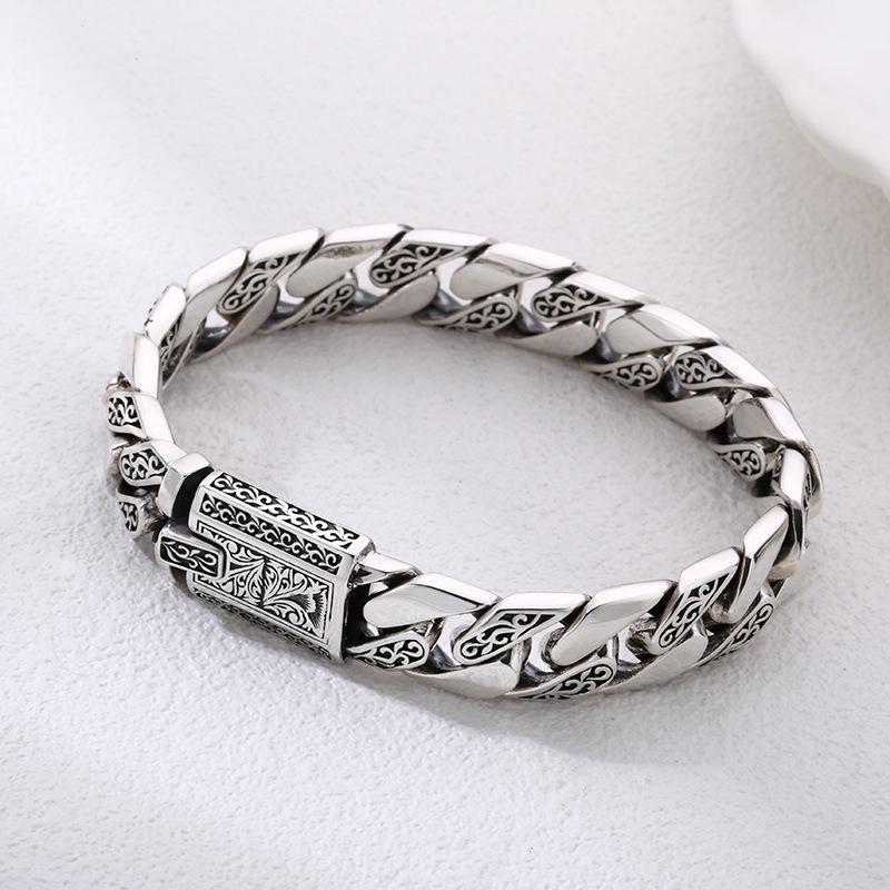 Vintage Tang Grass Cuban Chain Bracelet for Men – China Chic Retro Jewelry Trendy Hip Hop Unisex Fashion Accessory
