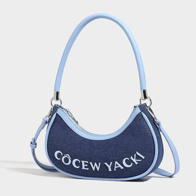 Versatile women's denim armpit bag retro shoulder strap unique shoulder high niche fashion