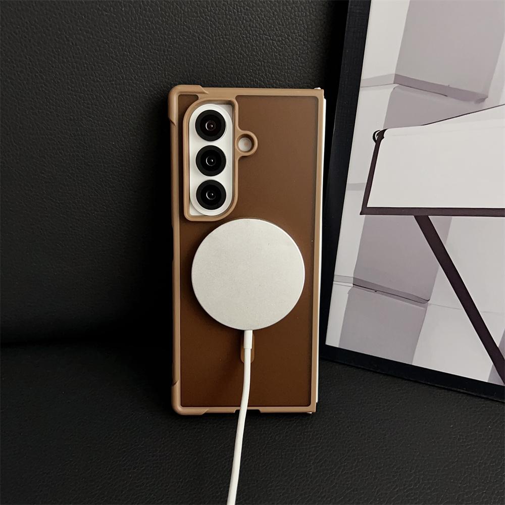 Custodia Magnetica Opaca Trasparente per Telefono Magsafe per Samsung Galaxy Z Fold 7 6 5 4 Fold7 Fold6 Bumper Airbag Cover Antiurto