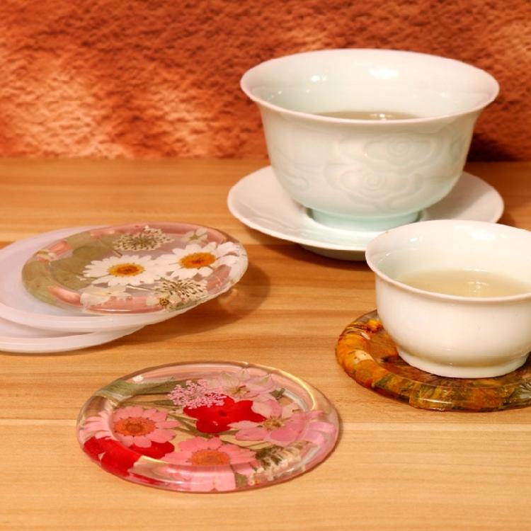 DIY Coaster Plate Molds Round Small Tea-Cup Mat Silicone Molds Epoxy Resin Molds