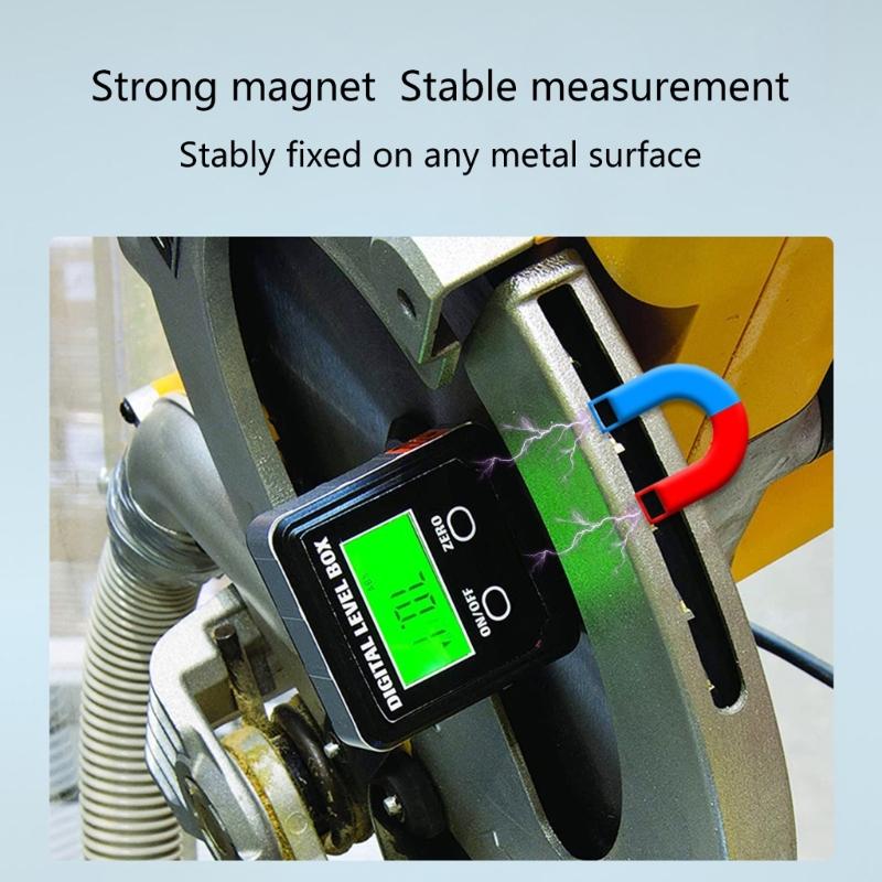 Auto Rotating Digital Angles Meter With Backlights Display Double Measurement Mode Magnetic Base For Woodworking