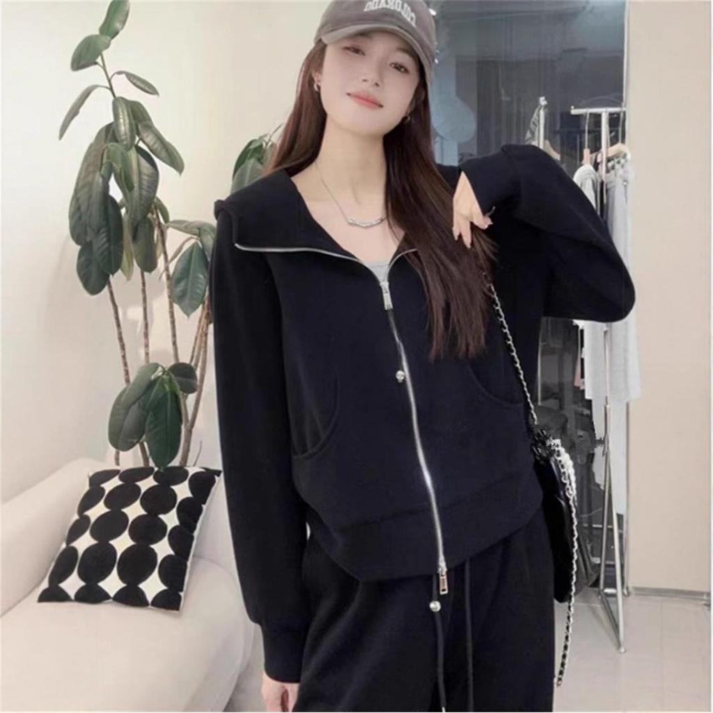 Women's Street Style Korean Hoodie & Sweatpants Set - Casual Autumn/Winter Two-Piece