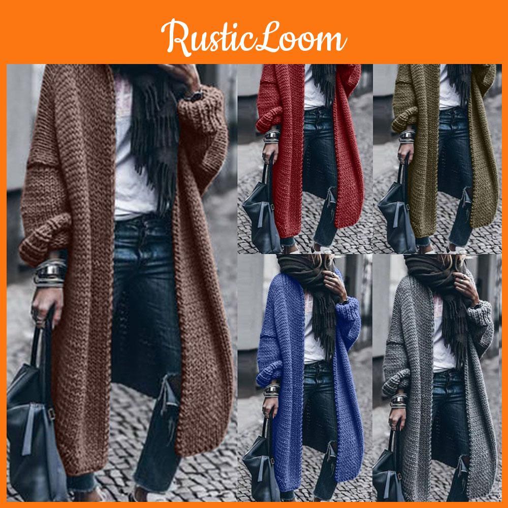 Stilvoller Damen Einfarbig Lockerer Strickpullover Cardigan mit Weichem Grobstrick