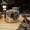 1L 304 Stainless Steel Camp Kettle Portable Outdoor Camping Pot with Removable Foldable Handle for Outdoor Cooking  Campfire