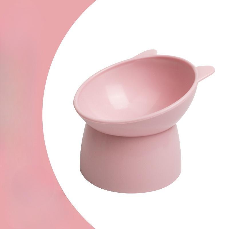 

High-legged Bowl for Cats, Slanted Food Bowl, Anti-tipping Feeding Cat Bowl, Plastic Pet Bowl, Pet Bowl Rack рожевий