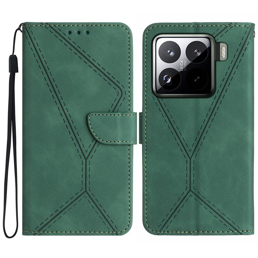 For Xiaomi 15 Pro Case PU Leather Flip Phone Cover Skin Touch Lines Imprint