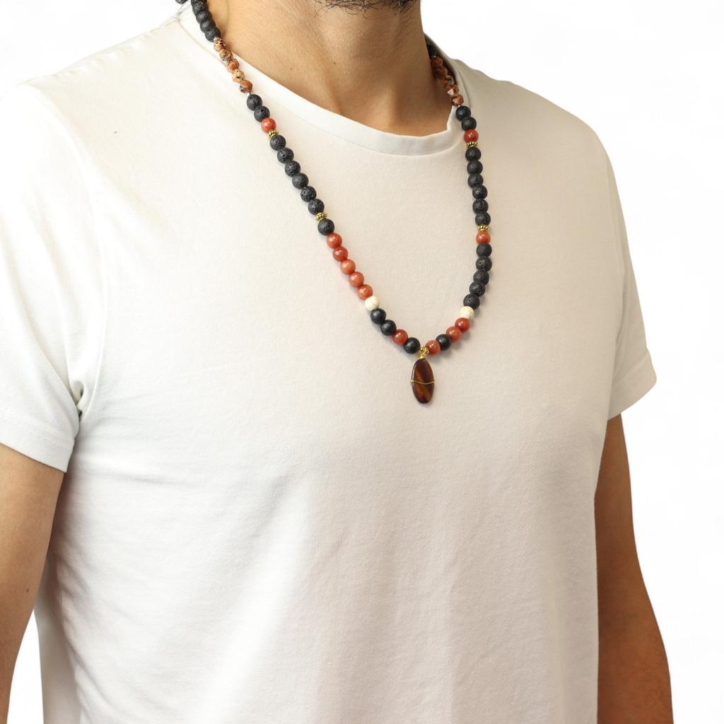 Lava Stone Mala Necklace for Protection