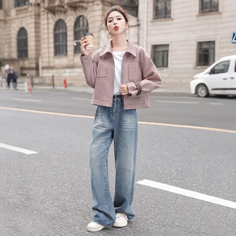 Women's Loose Fit Color-block Zipper Jacket