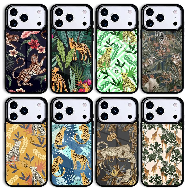 Tigers Leopards tropical leaves Phone Case For Apple iPhone 17 air 16 Pro Max 15 Pro Max 14 13 12 11 Mini Back Cover