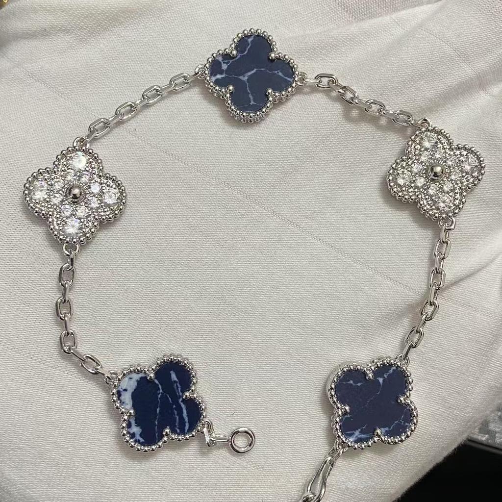 Nouă Versiune Brățară Trifoi cu Patru Foi Cinci Flori Agat Roșu Natural Sidef Alb Brățară Dama Brățară Laser