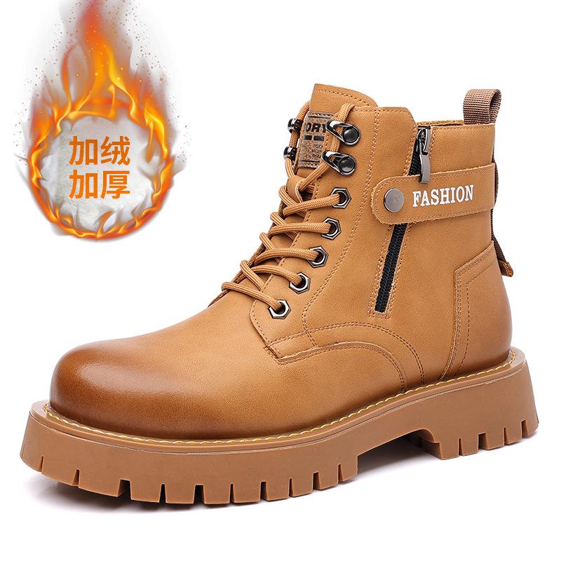 Winter Martin Boots British Style High-top Cotton Shoes Men's Velvet Thickened Men's Leather Shoes Warm Snow Boots 2025