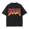 Ciemna Koszulka Oversize z Efektem Sprania Streetwear Yk Doomguy Dooms Eternal Slayer Cacodemon Koszulki Mężczyźni Kobiety Bawełna Graficzny Nadruk