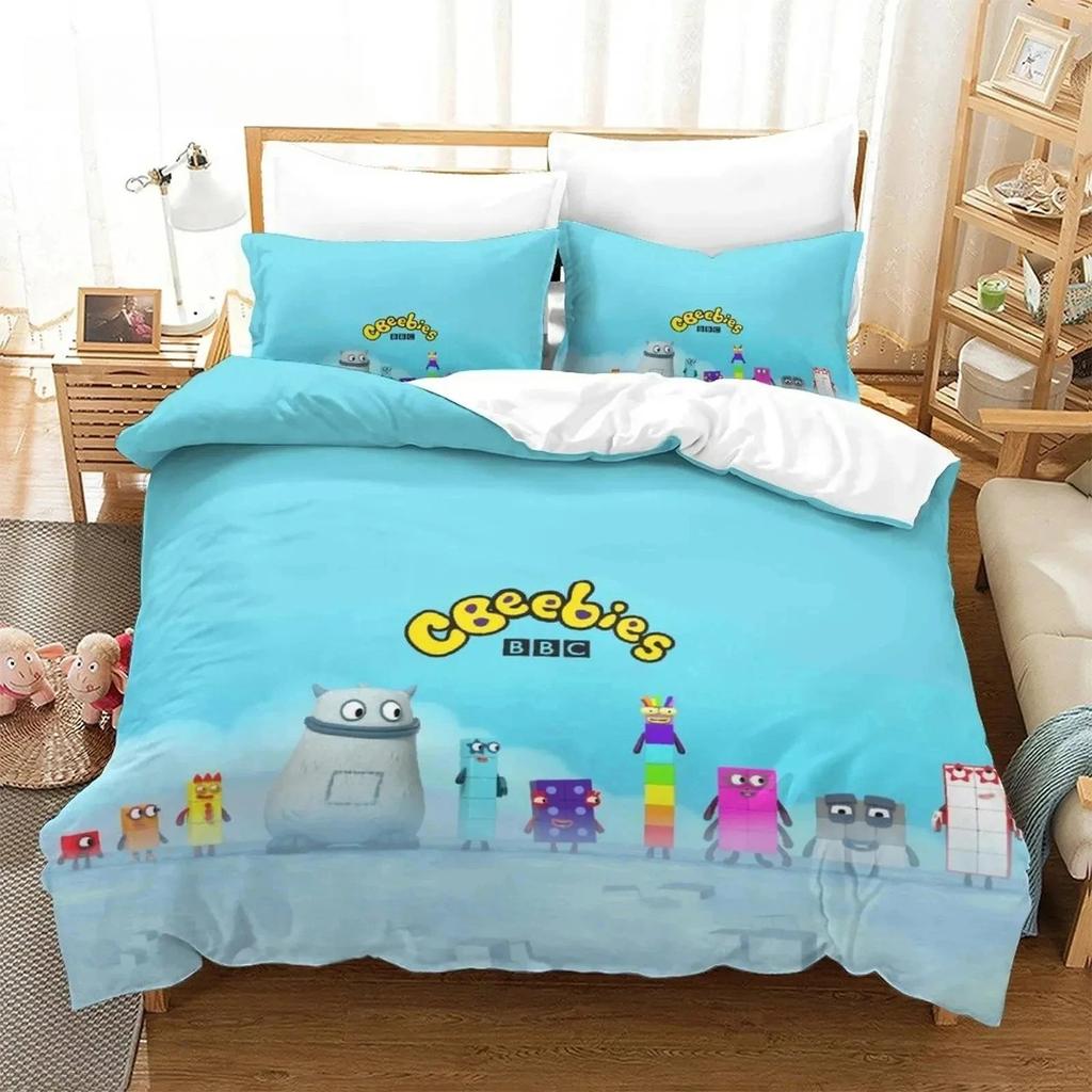 Cartoon Number-Blocks Bedding Set Duvet Cover King Queen Size Boys Adult Soft Comfortable Quilt Cover Pillowcase