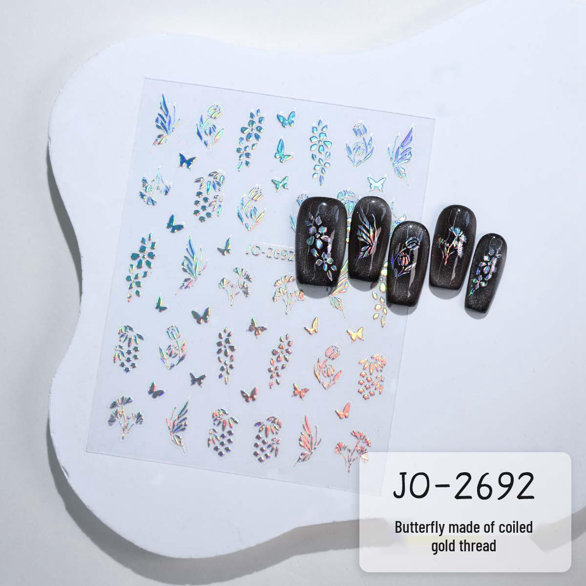 3D Mother-of-Pearl Laser French Nail Art Stickers - Silver