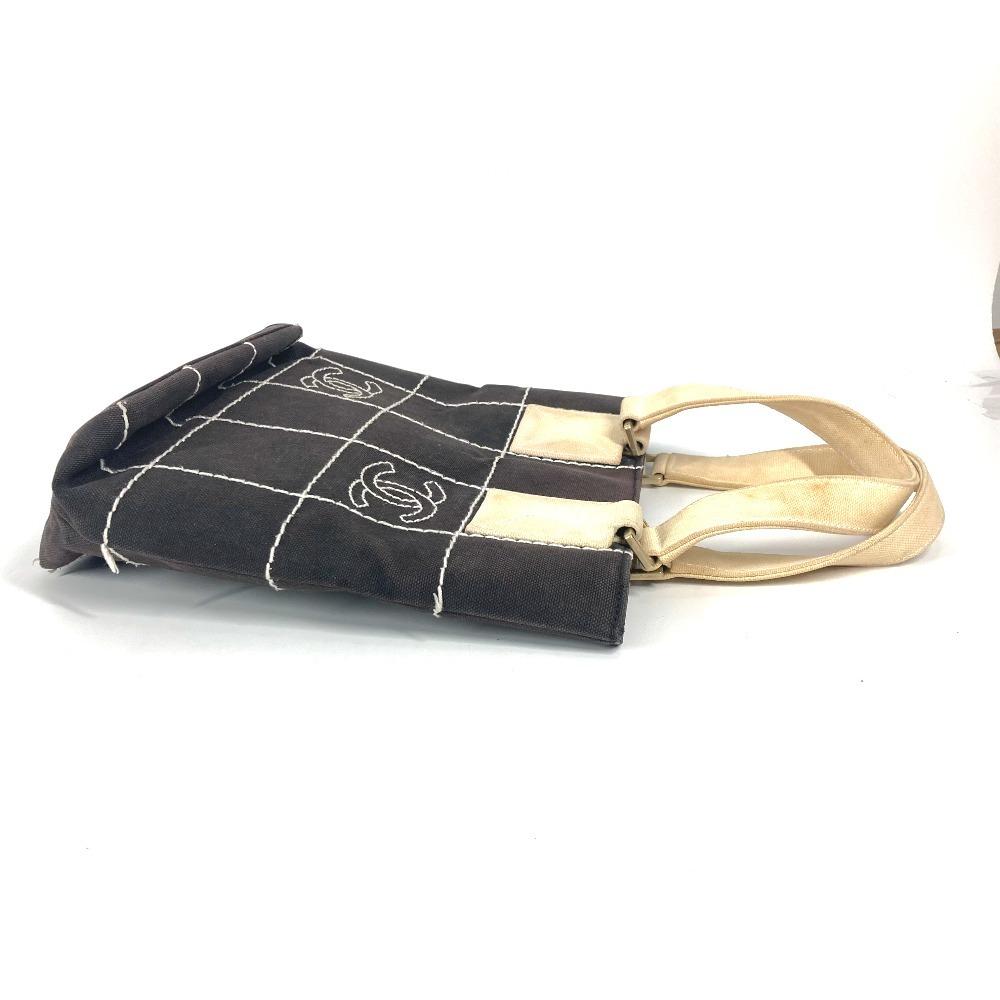 CHANEL Chocolate bar CC CC Mark Bag Tote Bag Hand Bag Canvas Black/White