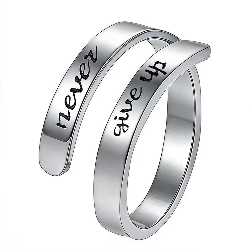 Retro Open Stainless Steel 'I Am Enough' Double Layer Ring for Women