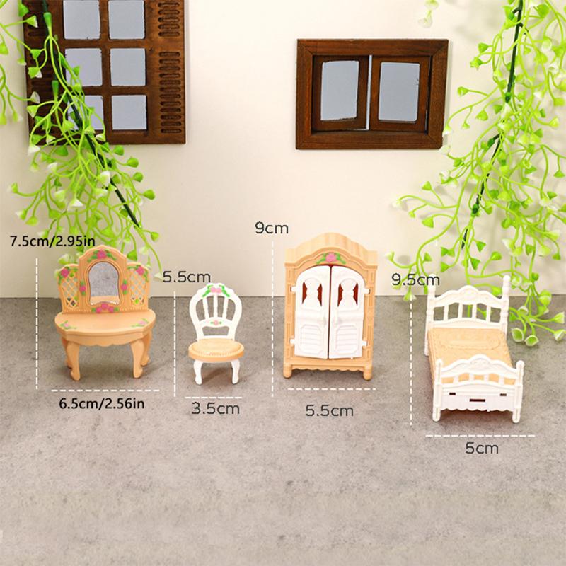 1:12 Dollhouse Miniature Simulation Wardrobe Dresser Bedroom Set Furniture Model Decor Toy Doll House Accessories