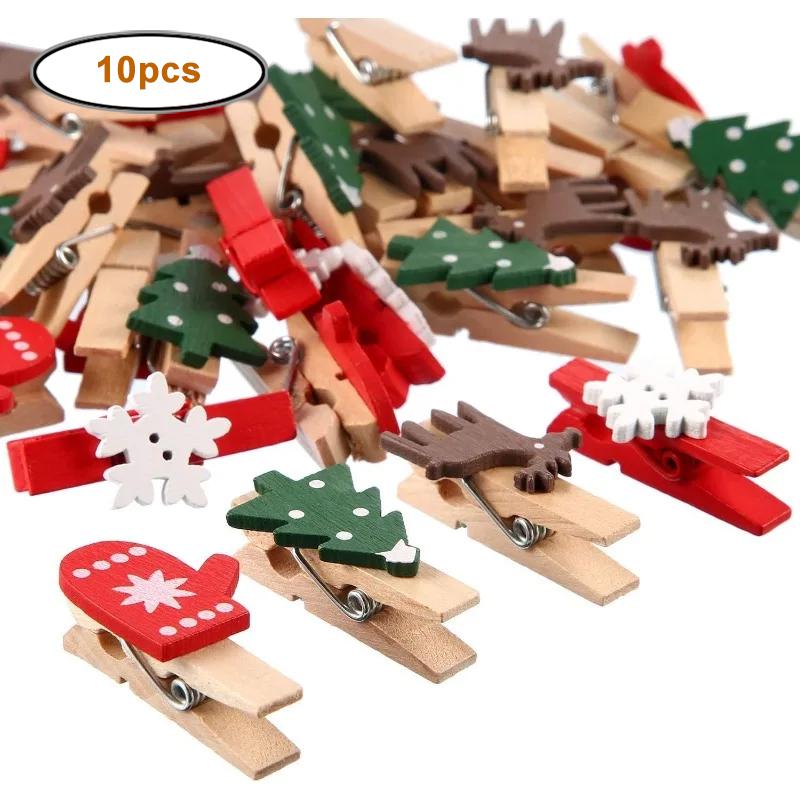 

10pcs Mini Christmas Wooden Clips, Christmas Photo Clips, Christmas Tree Clothespin for Christmas Hanging Photos and Party Decor 3.5cm(1.38inch)