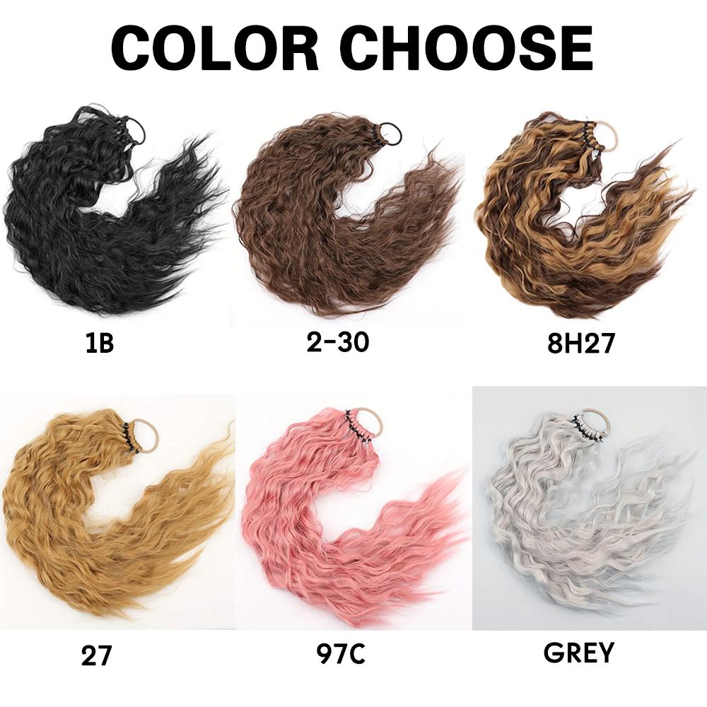 XINRAN Synthetic Long Curly With Elastic Band Ponytail Extension Wrap Around Heat Resistant Pony Tail For Women Daily Party Wear