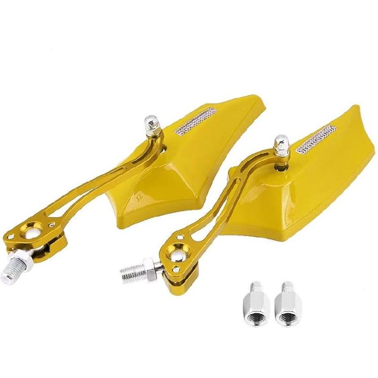 

1 пара универсальных мотоциклетных боковых зеркал заднего вида, Keenso регулируемые алюминиевые боковые зеркала заднего вида для мотоцикла 10 мм 8 мм(красный) золотой