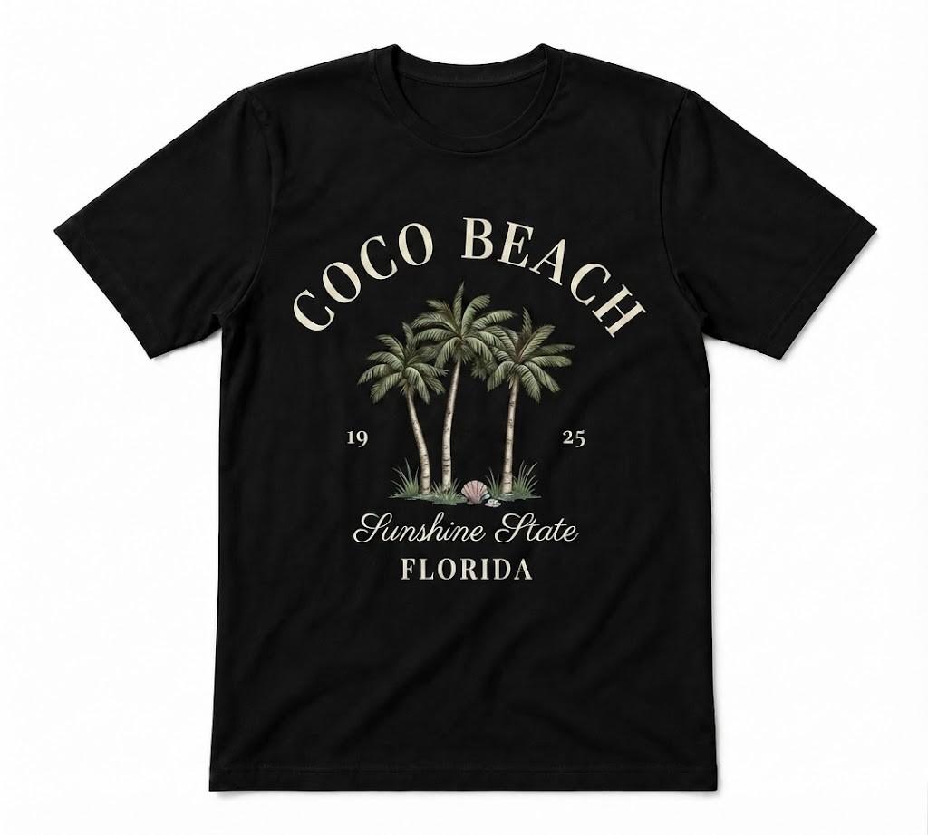 Coco Beach Sunshine State Palm Vacation Black T-shirt