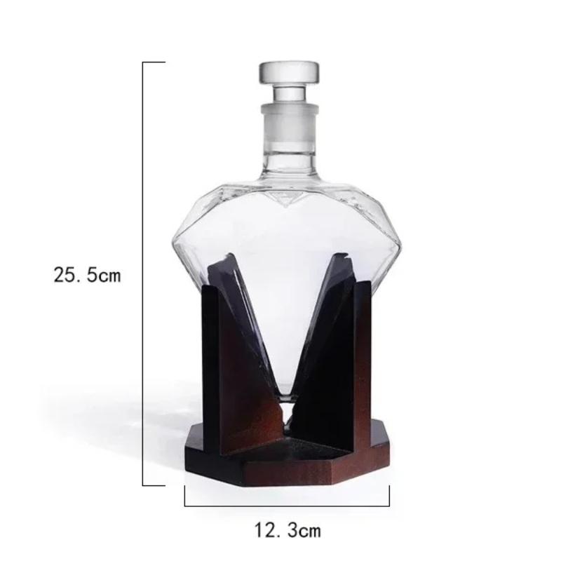1000ml Whiskey Decanter glass diamond wine bottle with Wooden Holder Airtight Stopper Suitable for all kinds of alcohol Gift