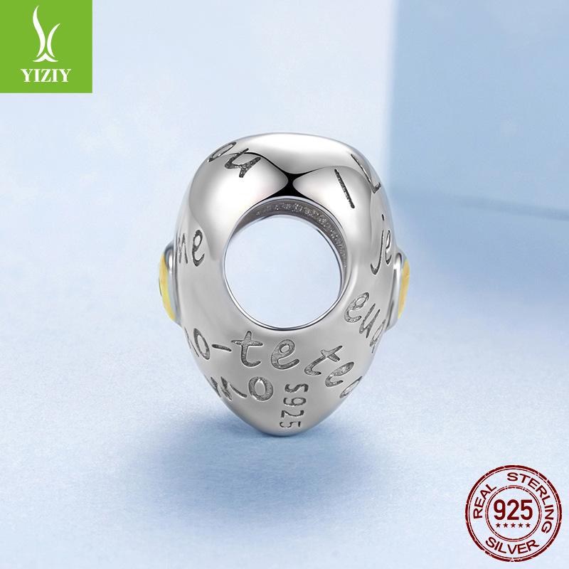 S925 Sterling Silver Plated Love Beaded Jewelry Accessories, Romantic Valentine'S Day I Love You Beads