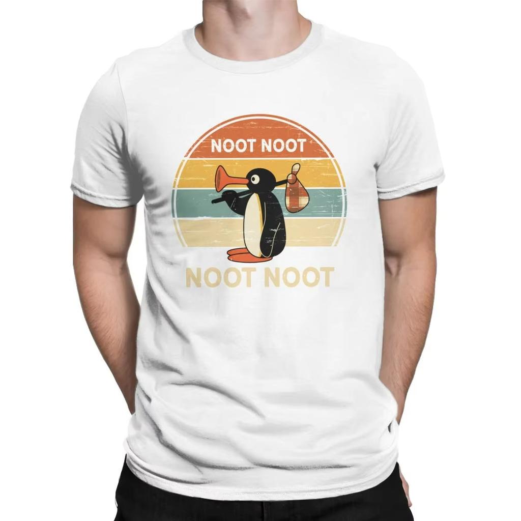 Noot Noot Pingu Penguin Meme Gift Cotton Tshirt Crewneck Clothes Printing Men Women Tee Shirt