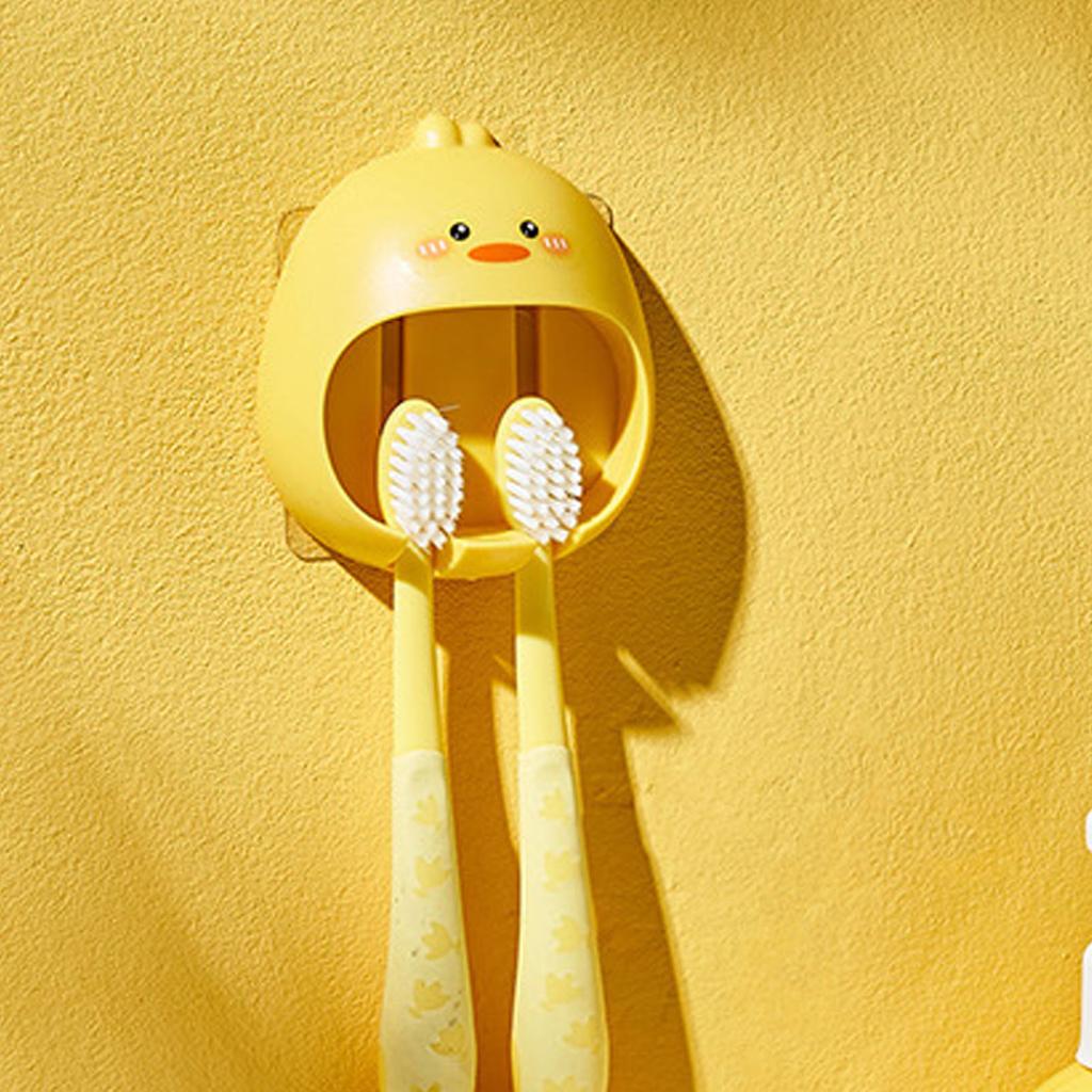 Cute Toothbrush Holder Multipurpose Punch Free Cartoon Animal Wall Mounted Toothbrush Stand for