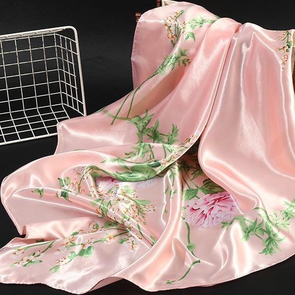 Vår/Sommar Ny Dam Silkescarf 90 * 90cm Simulerad Siden Twill Fyrkantig Scarf Mode Tryckt Stor Fyrkantig Scarf Professionell Scarf
