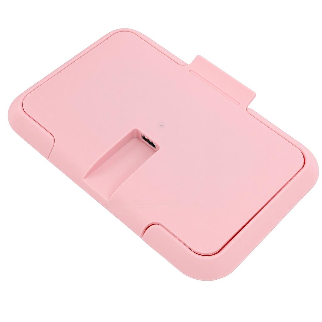 Baby Wet Wipes Warmer Dispenser Large Capacity Top Heating Wipe Warmer Holder USB Powered for 10 Hour Warmth Pink
