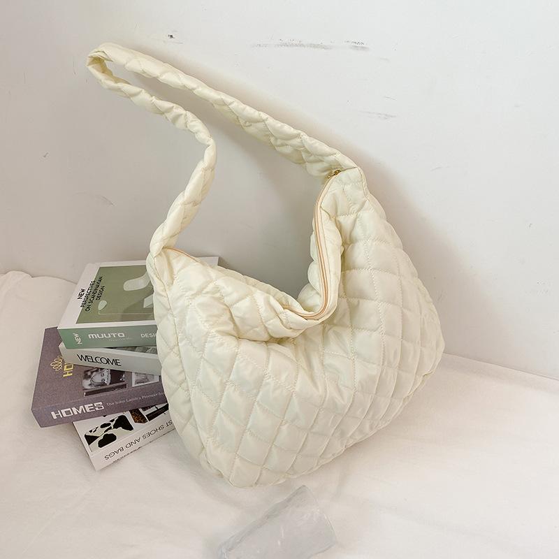 

New diamond embroidery thread casual fashion tote bag shoulder bag solid color large capacity messenger bag bag in autumn and winter белый