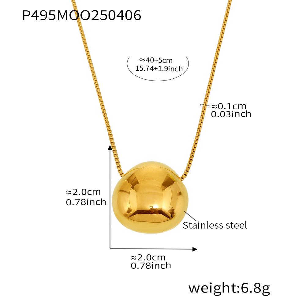 Qiong Yao Minimalist Gold Oval Bean Pendant Necklace Colorfast Fashion Clavicle Chain