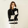 Women's Color Block Cashmere Hooded Pullover - Loose Casual Knitwear Top