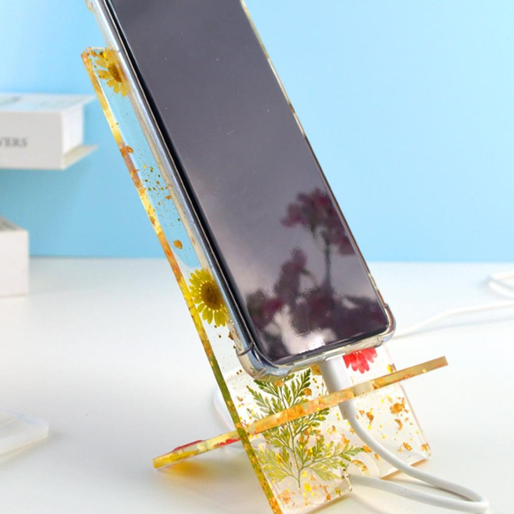 DIY Křišťálová epoxidová pryskyřice Forma Jednoduchý držák mobilního telefonu Dekorace Jednoduchý univerzální otočný stolní silikonový odlitek