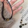 Tiger's Eye Stone Necklace for Women, Vintage Temperament Sweater Chain, Light Luxury Niche Layering Chinese Style Collarbone Chain