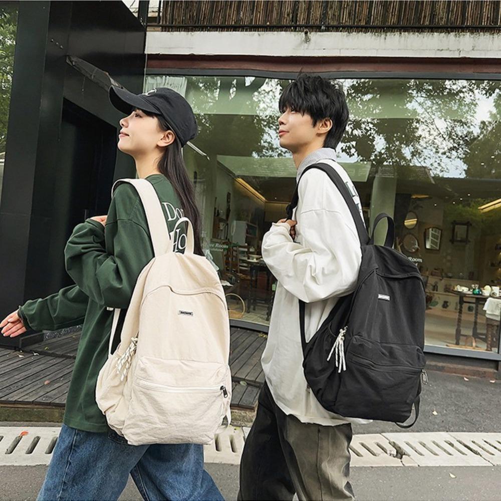 Schoolbag Unisex Kids Khaki Backpack School Bag Male Japanese Junior High School High School College Student Male Large Capacity Solid Color Simple Computer Bag Backpack