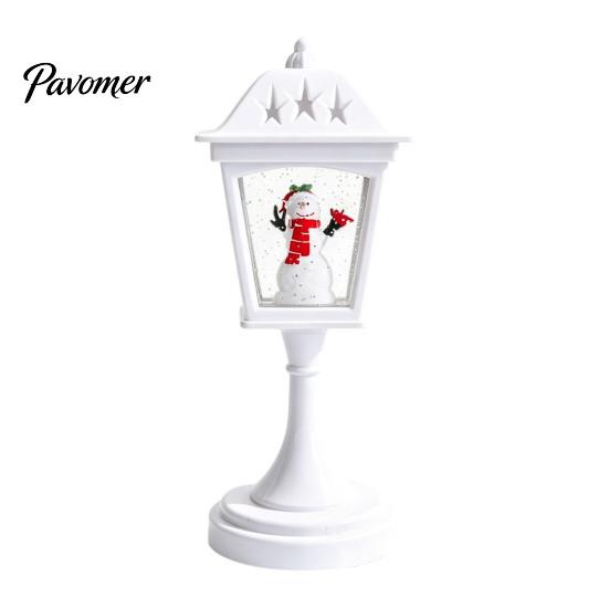 Desktop Healing Decoration Christmas Snow Sphere Lamp, Retro Street Lamp Design, Santa Home Interior Accents Snowman Tree Night Light for Bedroom,