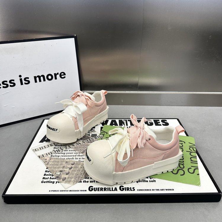 

Модные парусиновые туфли с толстой подошвой и большим пальцем для женщин 2025 весна новые универсальные повседневные спортивные туфли на платформе 40 розовый