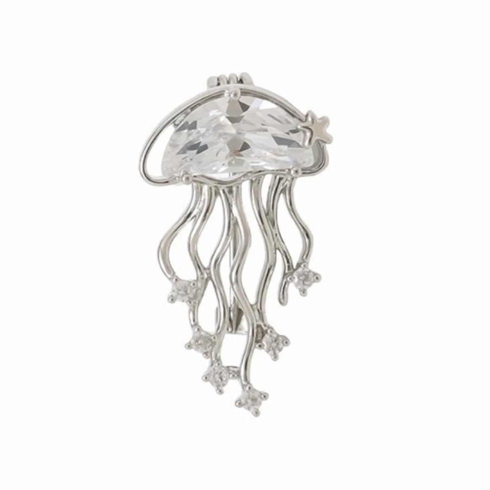 

Rhinestone Jellyfish Crystal Lapel Pins Light Luxury Jewelry Accessories Clothes Decoration