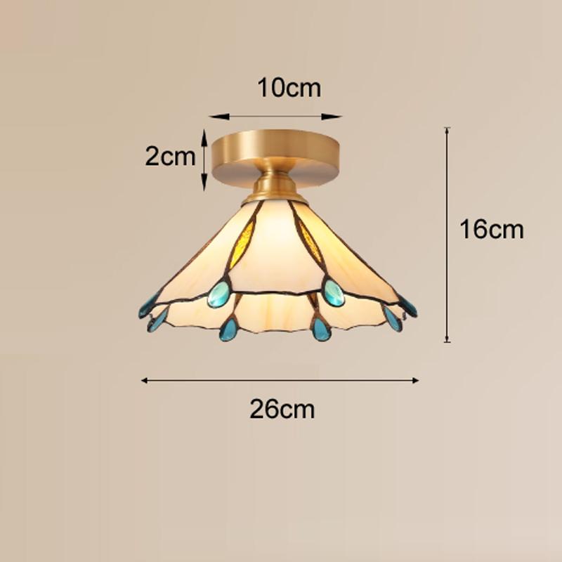 Tiffany Chandelier Retro Creative Stained Glass Lotus Pendant Light Corridor Bedroom Living Room E27 Single Head Hanging Lamps