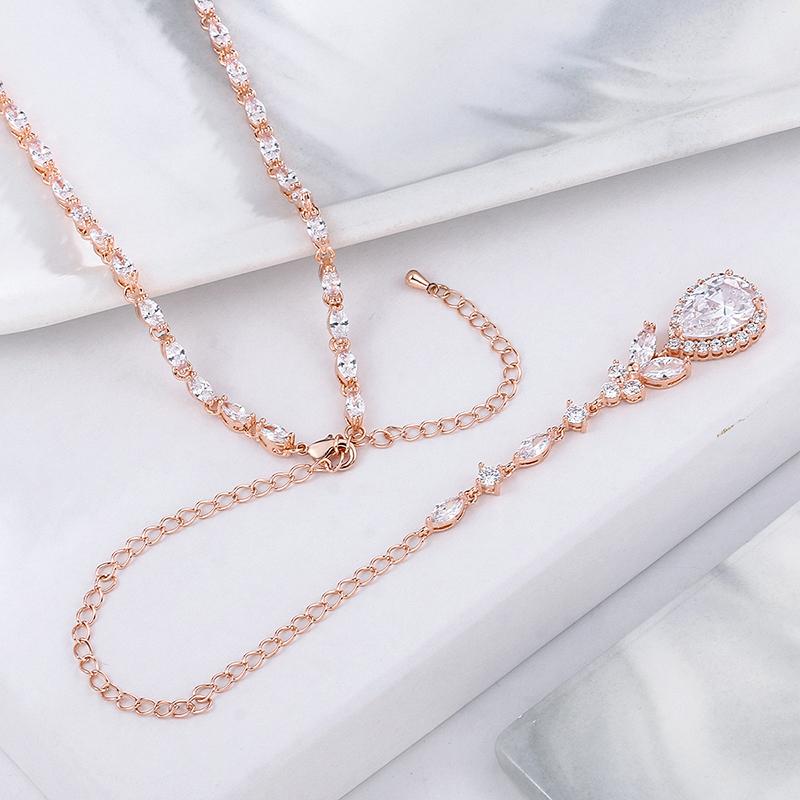 Weiman Rhodium Silver Plated Classic Style Halo Pear Cut Cubic Zirconia Pendant Brass Back Drop for Bridal Wedding Necklace