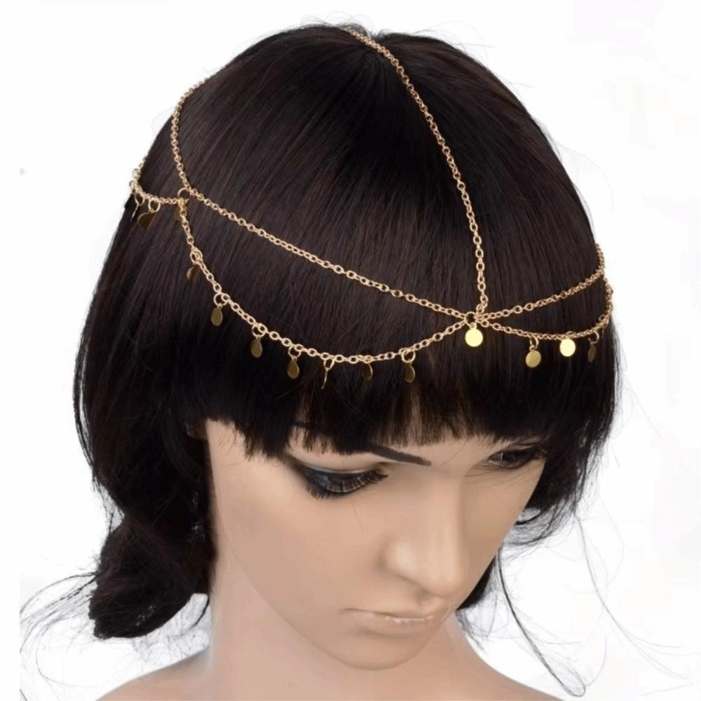 Disc Charms Boho Tassel Head Chain Alloy Headpiece Jewelry New Forehead Hair Jewelry Hair Chain