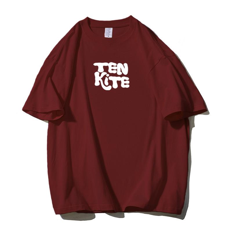 

Shellsuning модная женская футболка с буквенным принтом 2023, большие футболки из 100% хлопка, повседневная футболка с круглым вырезом, женские корейские базовые топы в стиле Харадзюку 3XL вино красного