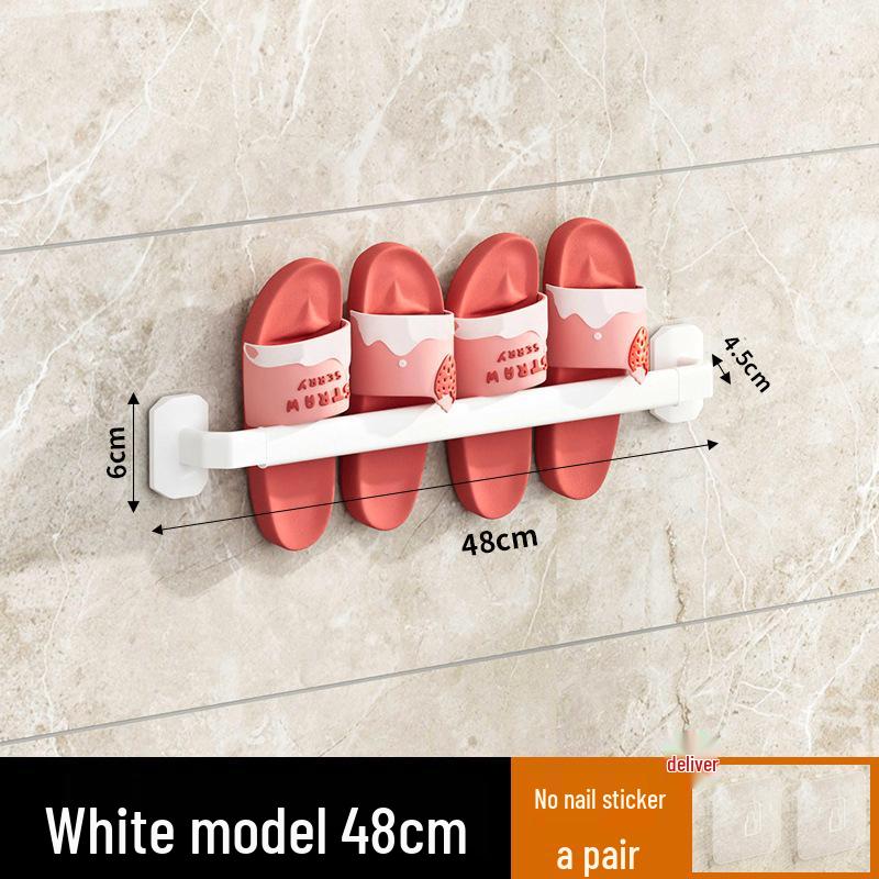 Wall-Mounted Luxury Slipper Rack: Punch-Free Bathroom Shoe Draining Storage Solution