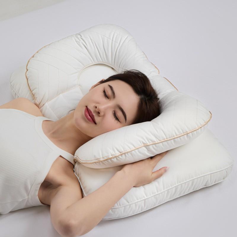 Dual-Layer Buckwheat Pillow With Ear Protection Side Sleepers Washable Cotton Cover Medium Support Neck Adults