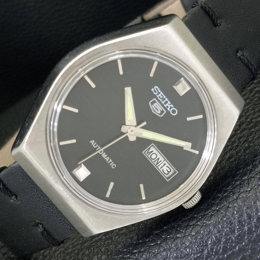 Seiko 5 AUTOMATIC 6309A VINTAGE JAPAN MENS BLACK COLOR DIAL WATCH A701543-5 R206b-a701543