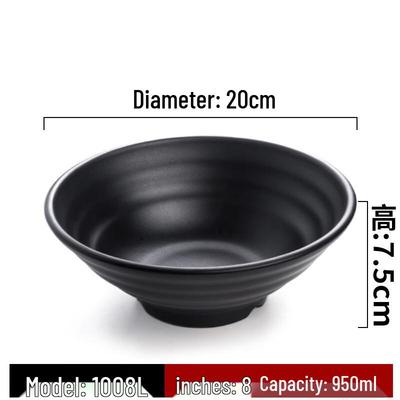Jiuyue Mei Black Melamine Noodle and Soup Bowls